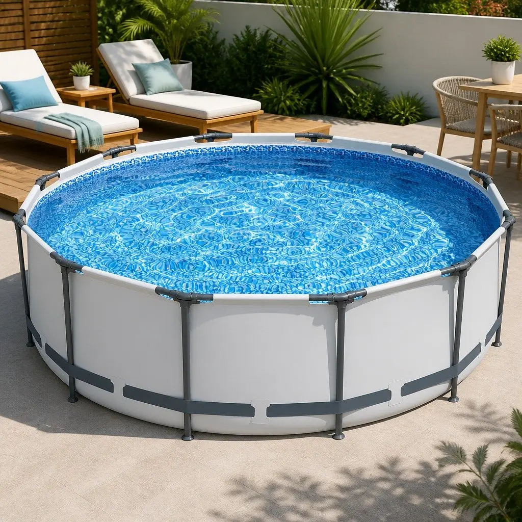Steel Frame Round Above Ground Swimming Pool 366cm Filter Pump Included Family