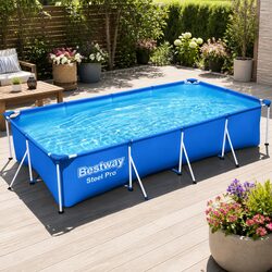 Above Ground Swimming Pool 400x211x81cm Steel Frame 5700L Capacity Blue