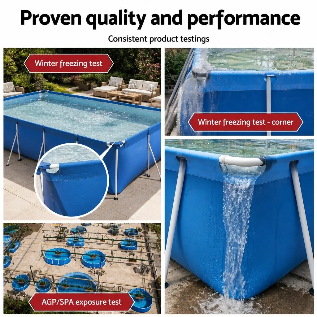 Above Ground Swimming Pool 400x211x81cm Steel Frame 5700L Capacity Blue