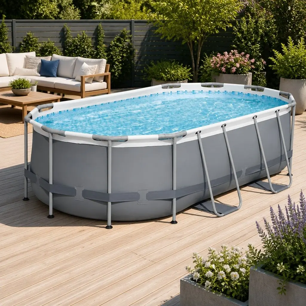 Above Ground Swimming Pool 427x250x100cm Steel Frame Filter Pump Ladder 7250L