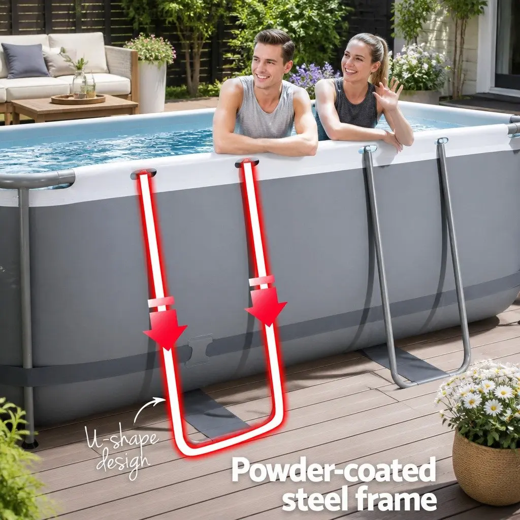 Above Ground Swimming Pool 427x250x100cm Steel Frame Filter Pump Ladder 7250L