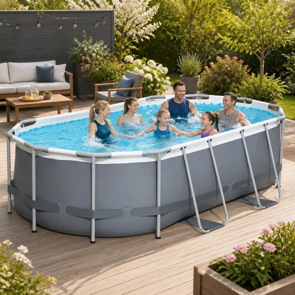 Above Ground Swimming Pool 427x250x100cm Steel Frame Filter Pump Ladder 7250L