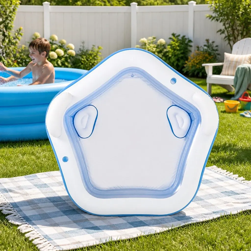 Kids Inflatable Above Ground Pool with Cup Holders Seat Cushions Headrests