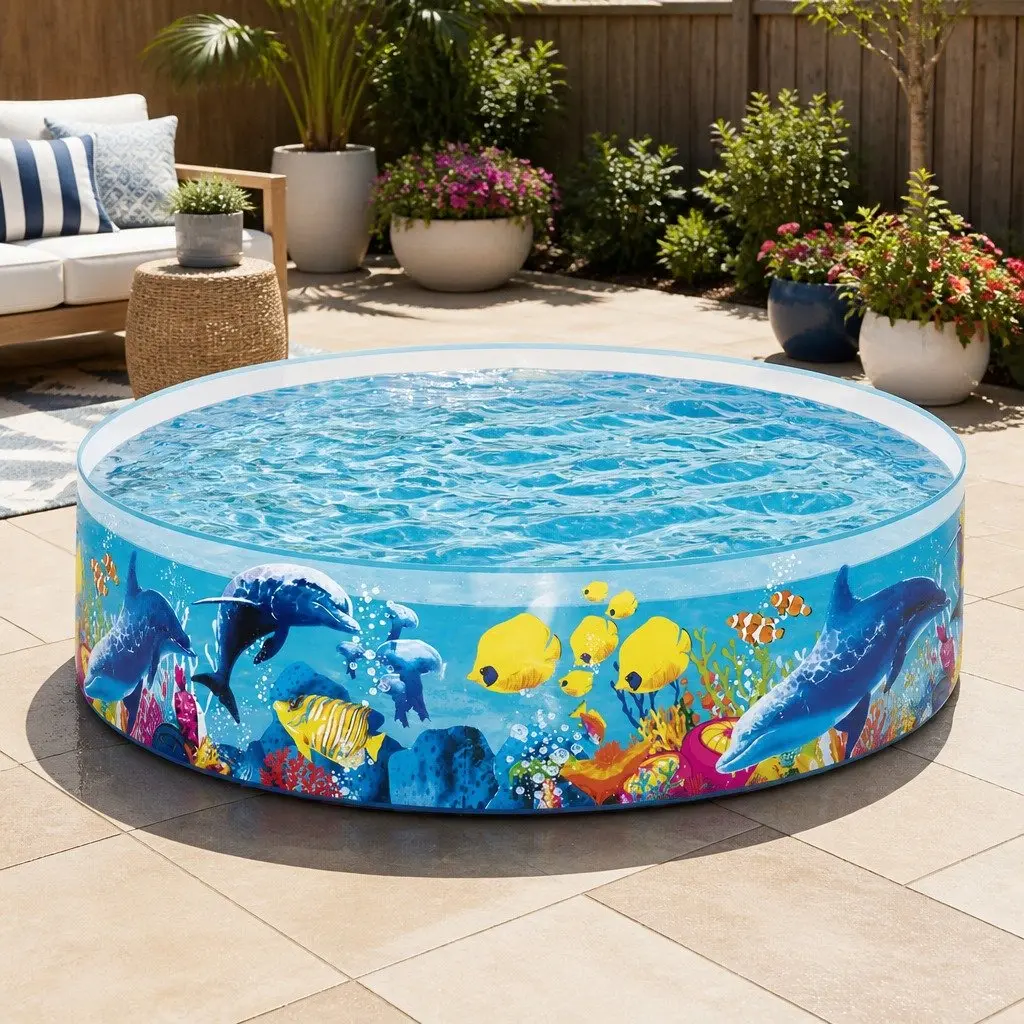 Kids Rigid Swimming Pool 183cm Colourful Undersea Graphics Durable PVC Vinyl
