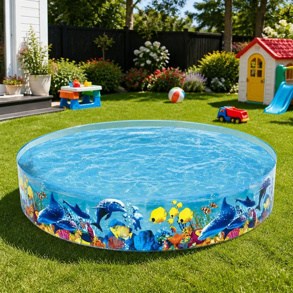 Round Above Ground Kids Swimming Pool 244cm Rigid Play Colorful Undersea