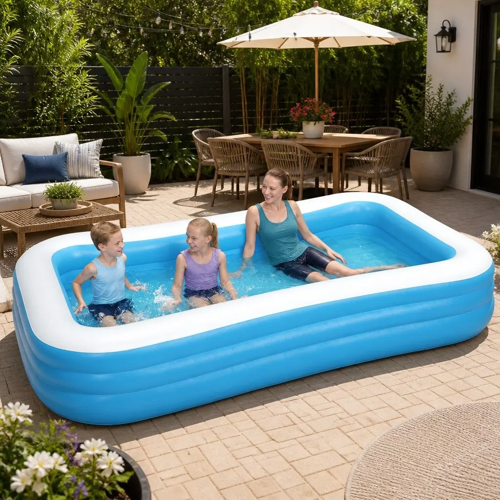 Inflatable Above Ground Swimming Pool Kids 305x183x56cm Garden Outdoor Water
