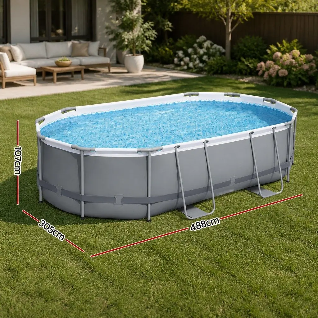 Steel Frame Swimming Pool Rust Resistant 488x305x107cm Grey