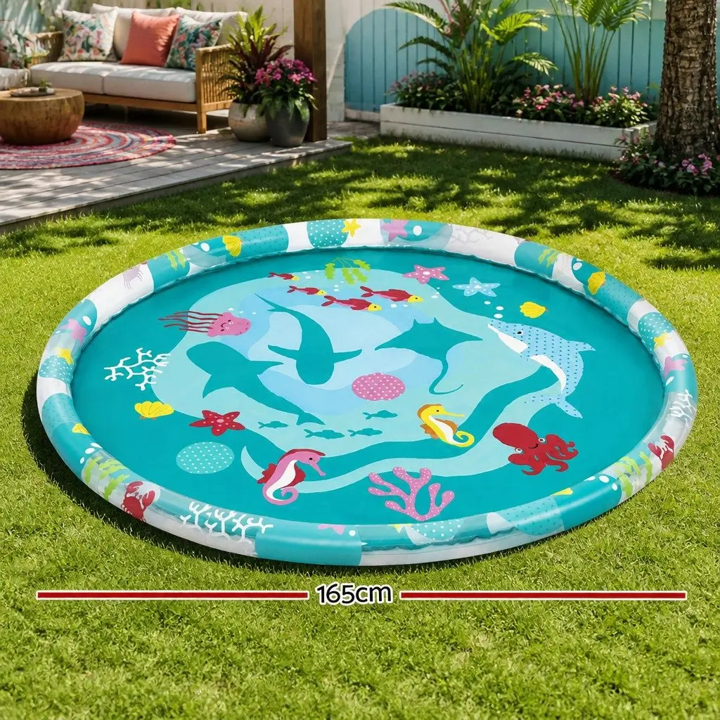 Inflatable Splash Pad Round Water Sprinkler Toy 165cm Multicolour PVC