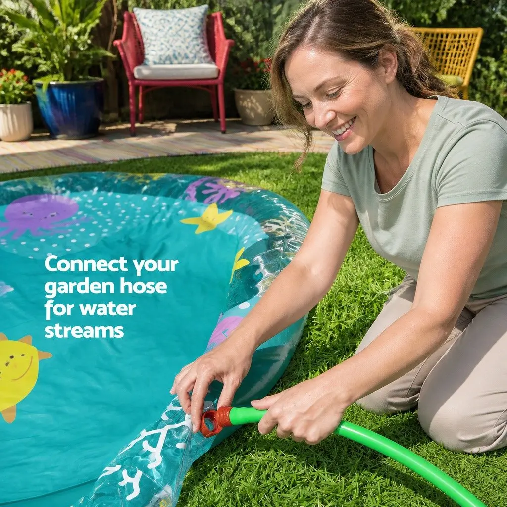 Inflatable Splash Pad Round Water Sprinkler Toy 165cm Multicolour PVC