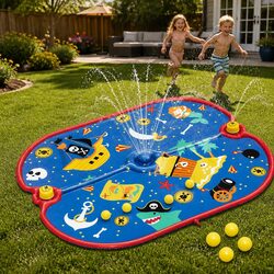 Kids Splash Pad Pool Water Sprinkler Spray Play Mat Outdoor Fountain Toy 170cm