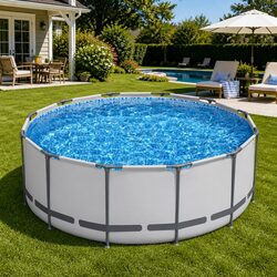 Above Ground Swimming Pool 366cm Round Steel Frame Filter Pump Ladder Cover