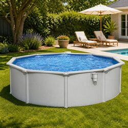 Steel Frame Round Swimming Pool 457cm Large Above Ground Family Backyard w/