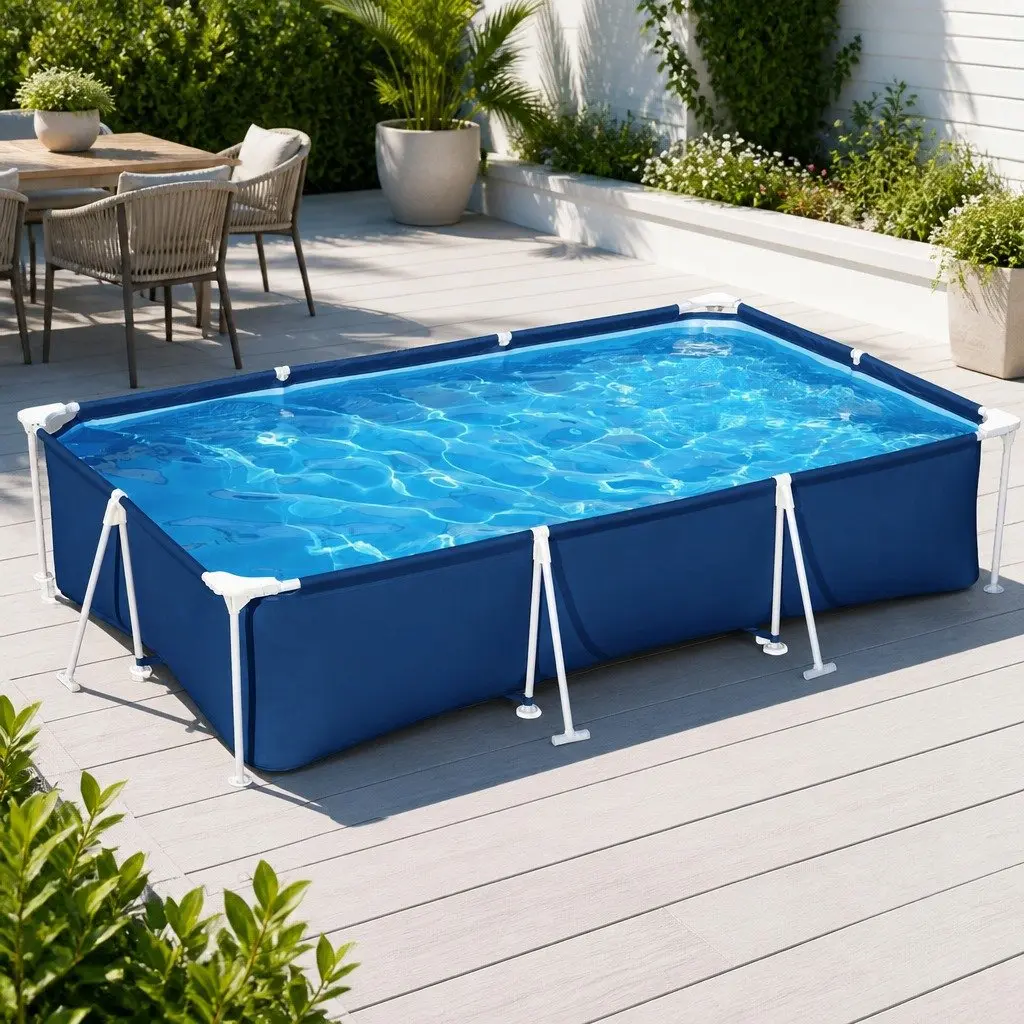 Above Ground Swimming Pool 300x201x66cm Steel Frame 3300L Capacity Family Pools