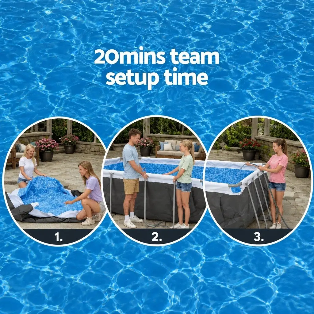 Above Ground Swimming Pool Steel Frame 282x196x84cm Multicolour