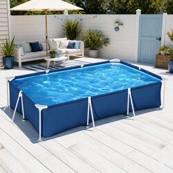 Above Ground Swimming Pool 300x201x66cm Steel Frame Backyard w/ Filter Pump