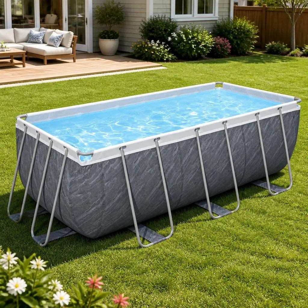 Steel Frame Above Ground Swimming Pool 412x201x122cm w/Filter Pump Ladder Set