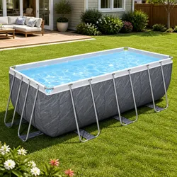 Steel Frame Above Ground Swimming Pool 412x201x122cm w/Filter Pump Ladder Set