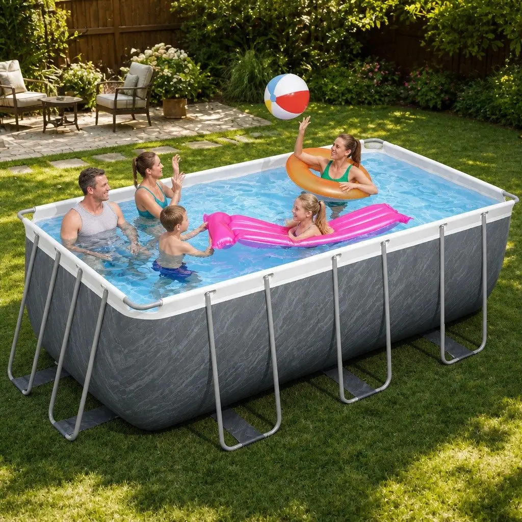 Steel Frame Above Ground Swimming Pool 412x201x122cm w/Filter Pump Ladder Set