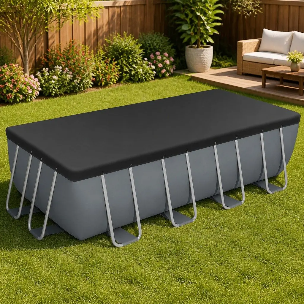 Above Ground Swimming Pool 488x244cm Steel Frame Filter Pump Ladder Cover Grey
