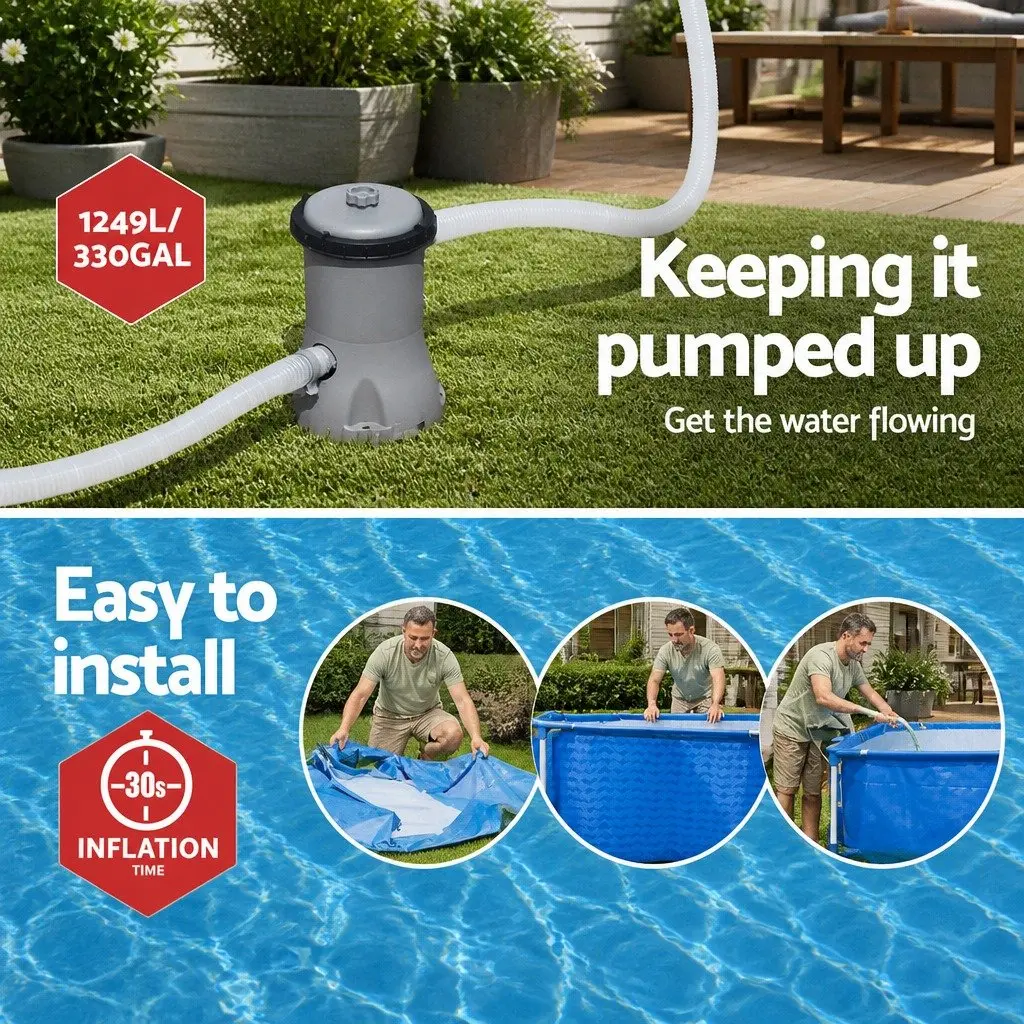 Above Ground Swimming Pool 400x211x81cm Steel Frame Filter Pump Family Backyard