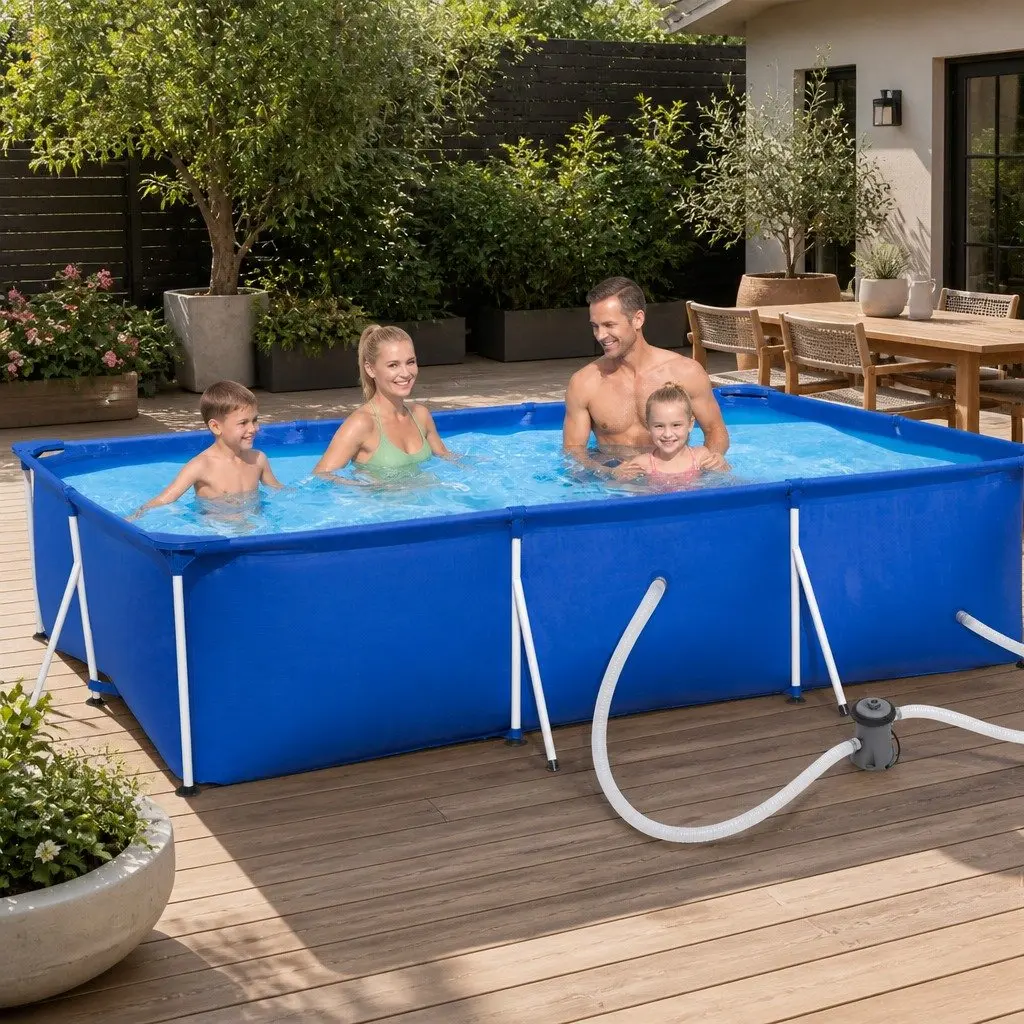 Above Ground Swimming Pool 400x211x81cm Steel Frame Filter Pump Family Backyard