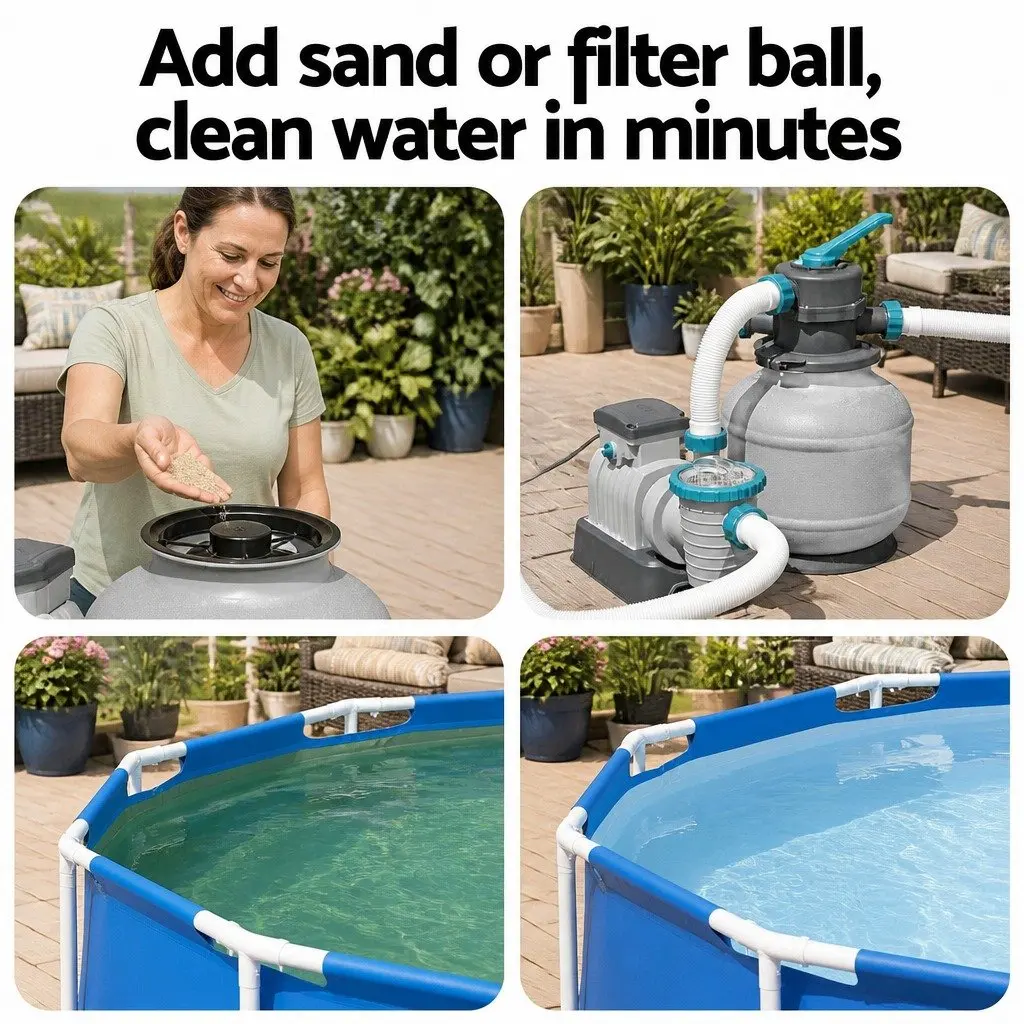 Sand Filter Pump Corrosion-Proof 2200GPH Above Ground Pool 63.3x69x43.8cm