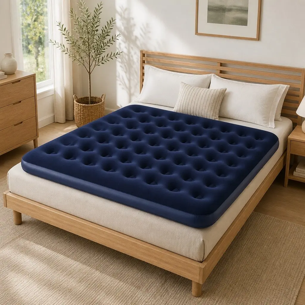 Air Mattress King Inflatable Bed 2.03m Puncture-resistant PVC Soft Flocked Surface