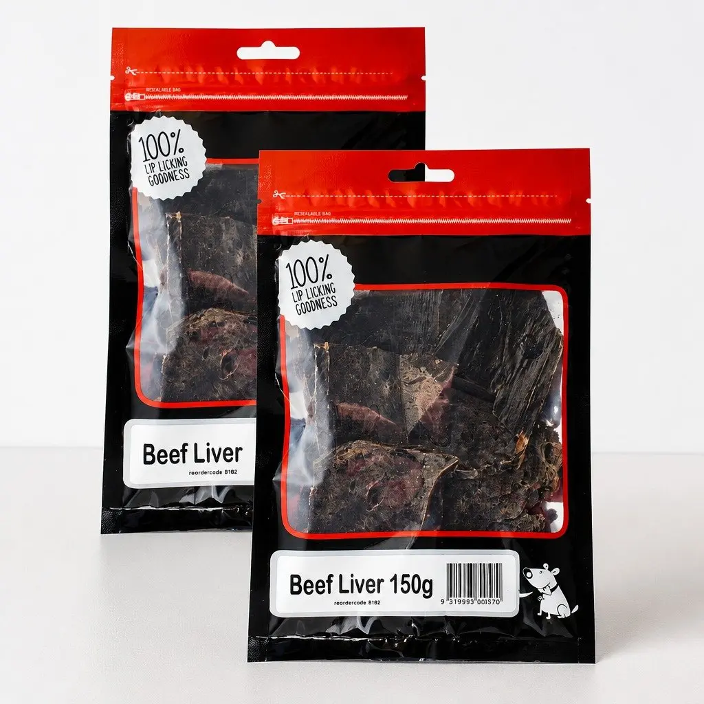 Beef Liver Dog Treats Natural Protein Chews 150g 2 Pack All Breeds Puppies