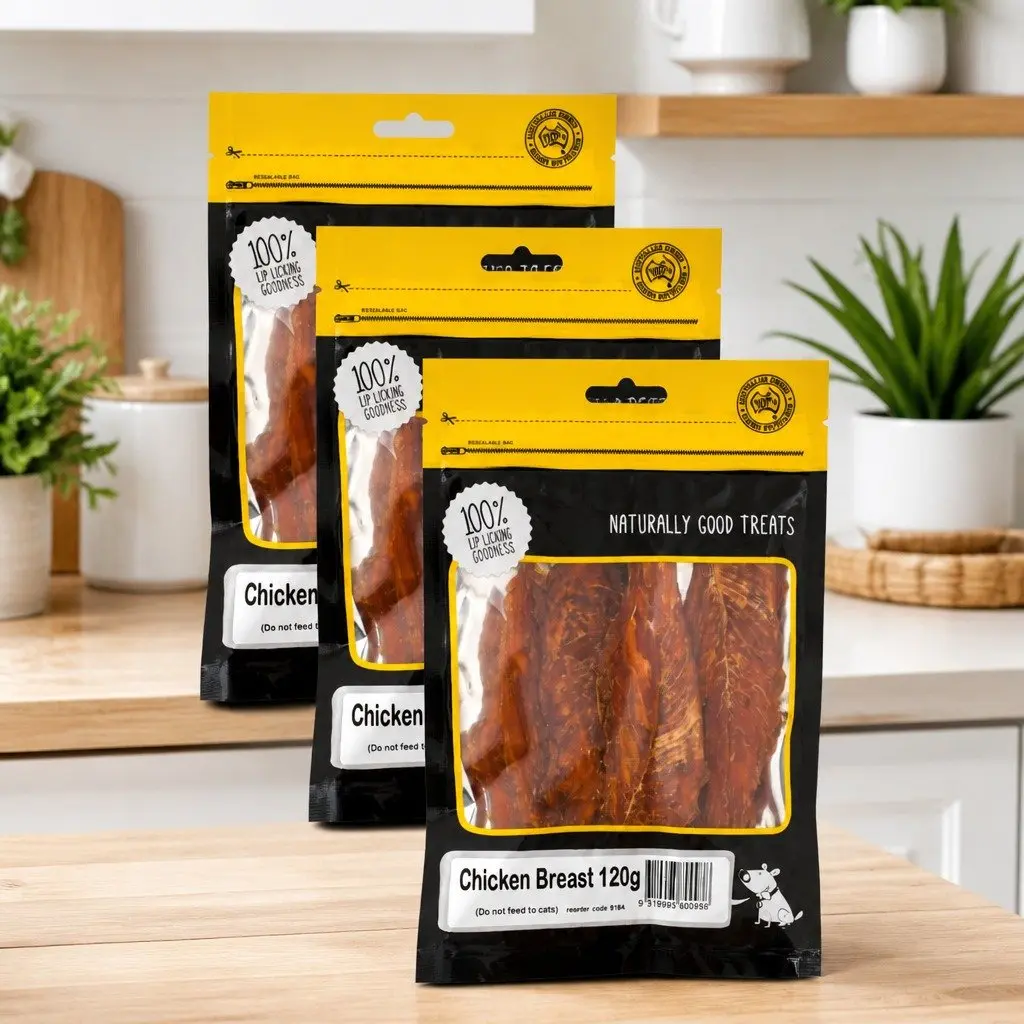 Dog Treats High Protein Oven-Dried Chicken Breast 120g 3 Pack