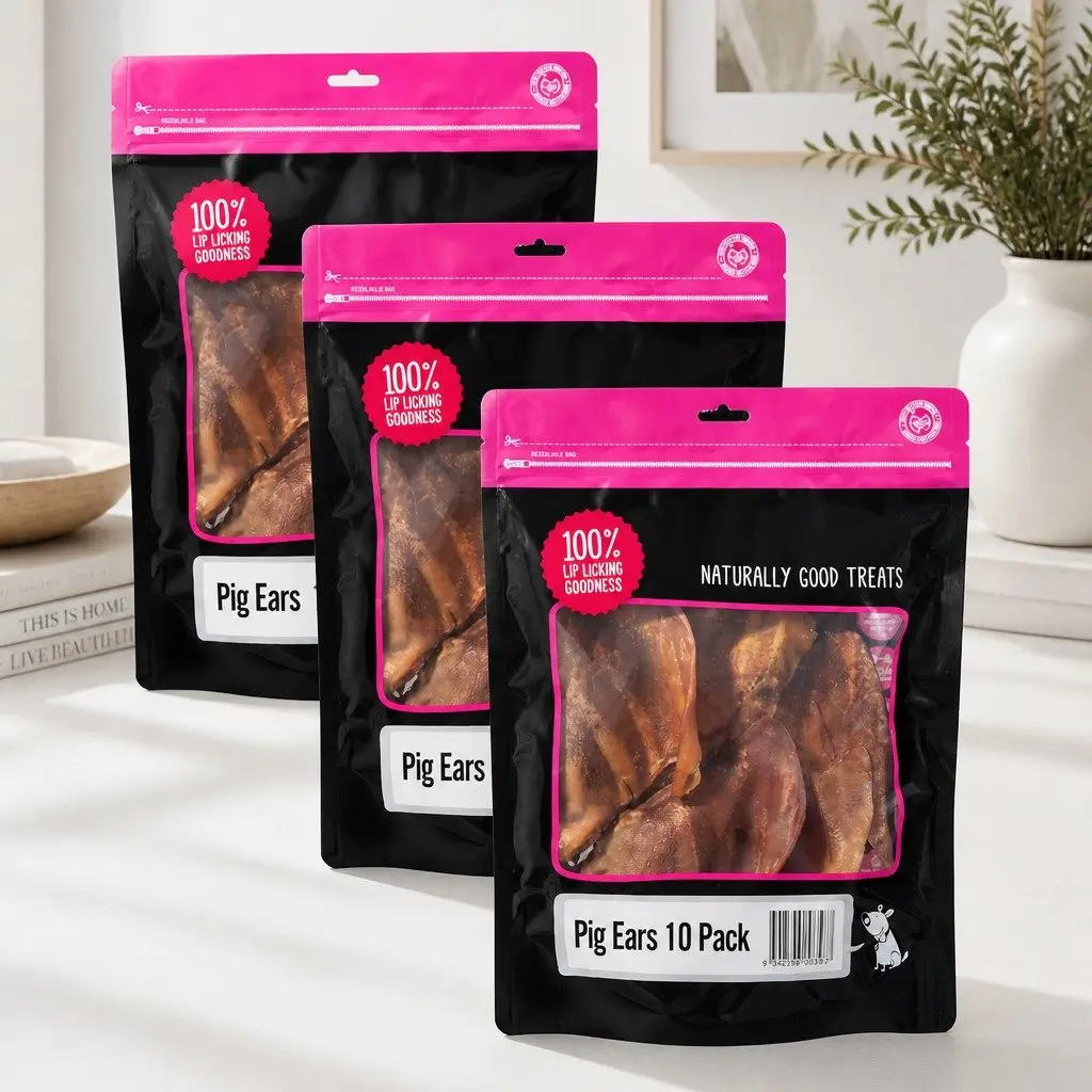 Pig Ear Dog Treats 30pk (3x10pk) Natural Dog Chews Dental Chew Snack