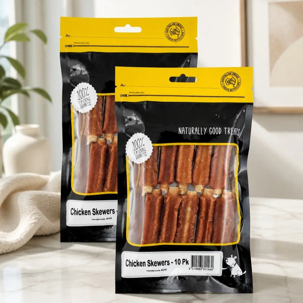 Chicken Skewers Dog Treats Rawhide Chew Chicken Breast Wrap 10 Pack