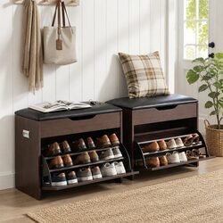 Shoe Bench with Lift-Up Seat Flip Drawer Storage Cabinet Entryway Organiser Set