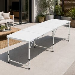 Folding Camping Table 240CM Portable Outdoor Picnic BBQ Aluminium Desk Silver