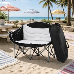 Double Folding Moon Chair Portable Camping Seat Two Person Outdoor Relaxation
