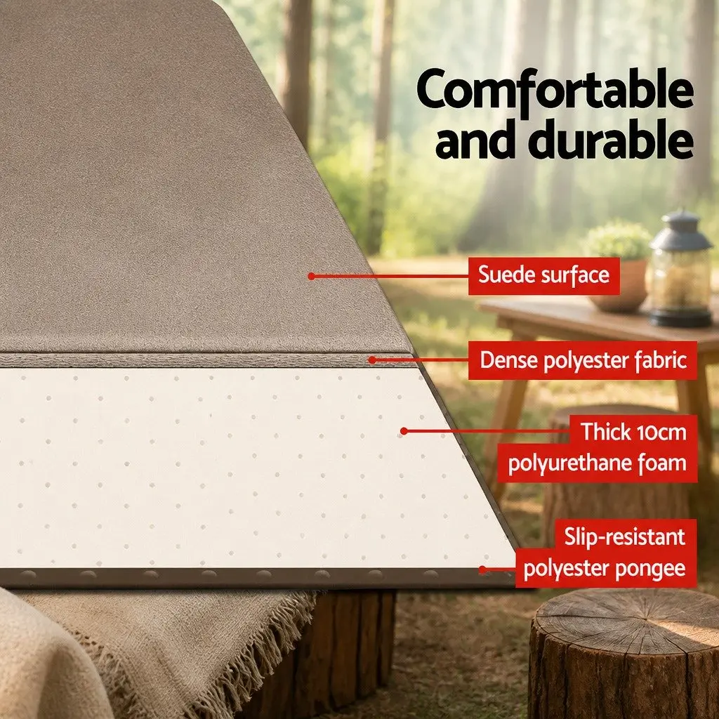 Single Self Inflating Camping Mattress Air Bed Sleeping Mat Coffee 187x66cm