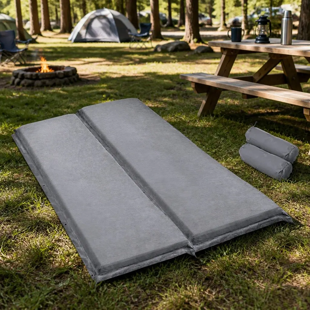 Self Inflating Mattress Double Camping Sleeping Mat Air Bed Grey 187x132cm