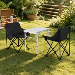 3-Piece Camping Table Chair Set Outdoor Folding Portable Picnic Furniture