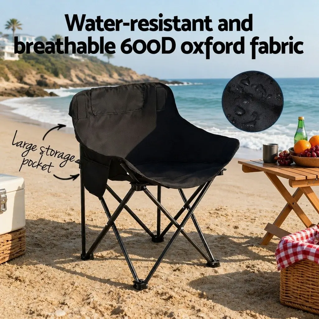 Camping Table Chair Set 7-Piece Outdoor Folding Portable Picnic Furniture Black