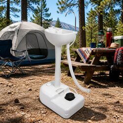 Portable Handwash Stand 19L Water Tank Basin Camping Outdoor Foot Pump Grey