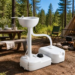 Portable Hand Wash Sink Stand 43L Basin Camping Outdoor Handwash Station Wheels