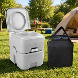 20L Portable Camping Toilet Grey Outdoor Flush Potty Boating Travel With Carry