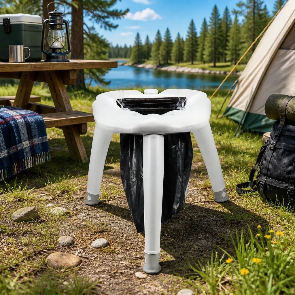 Portable Folding Camping Toilet Durable Plastic 120kg White