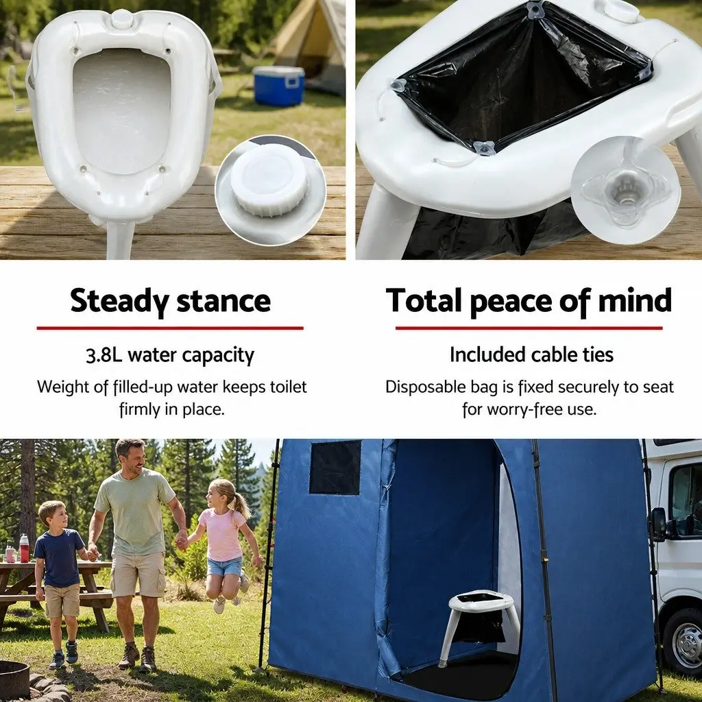 Portable Folding Camping Toilet Durable Plastic 120kg White
