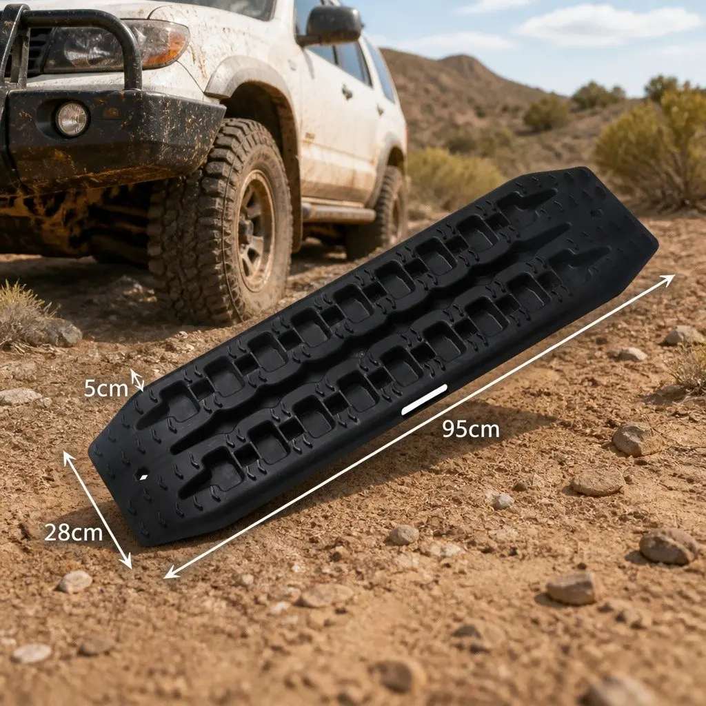 4WD Recovery Tracks Boards Traction Sand Mud Snow Wheel Ramps 95cm Black