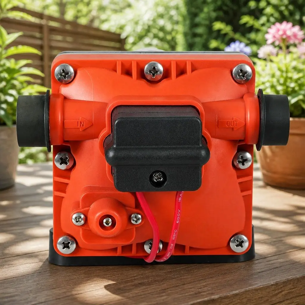 Water Pump High Pressure Self-Priming Diaphragm Portable 12V for Shower and Garden Sprinklers Orange Black White