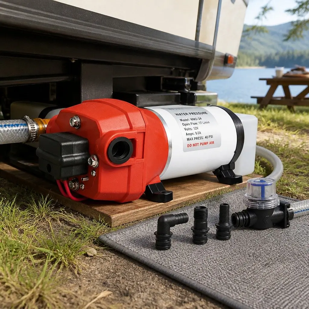 12V Caravan Water Pump 40PSI Self-Priming Shower Garden Camping Portable