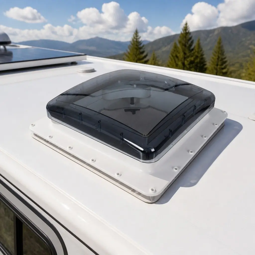 Caravan Roof Vent Skylight 40cm Opening UV Resistant Polycarbonate White and Grey