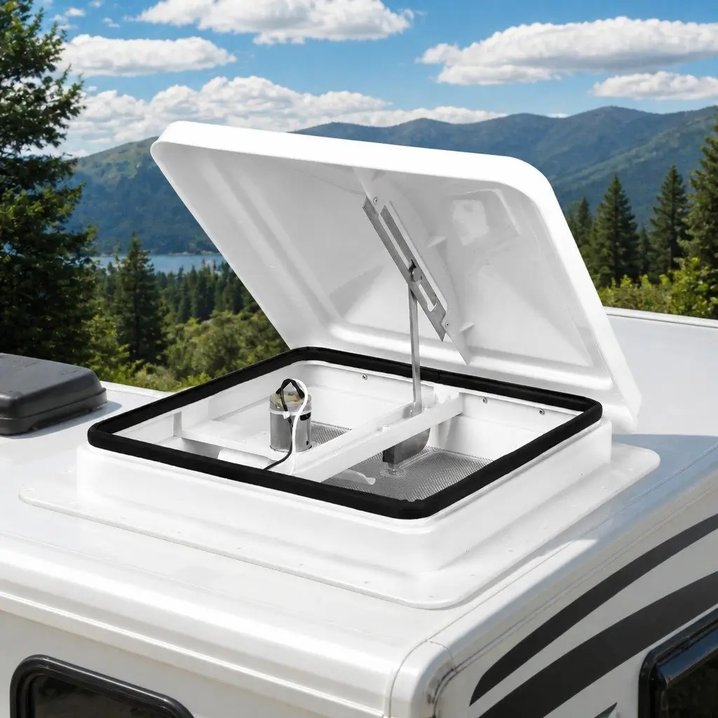 Caravan Roof Vent 12V Fan Air Ventilation System Weather Resistant White