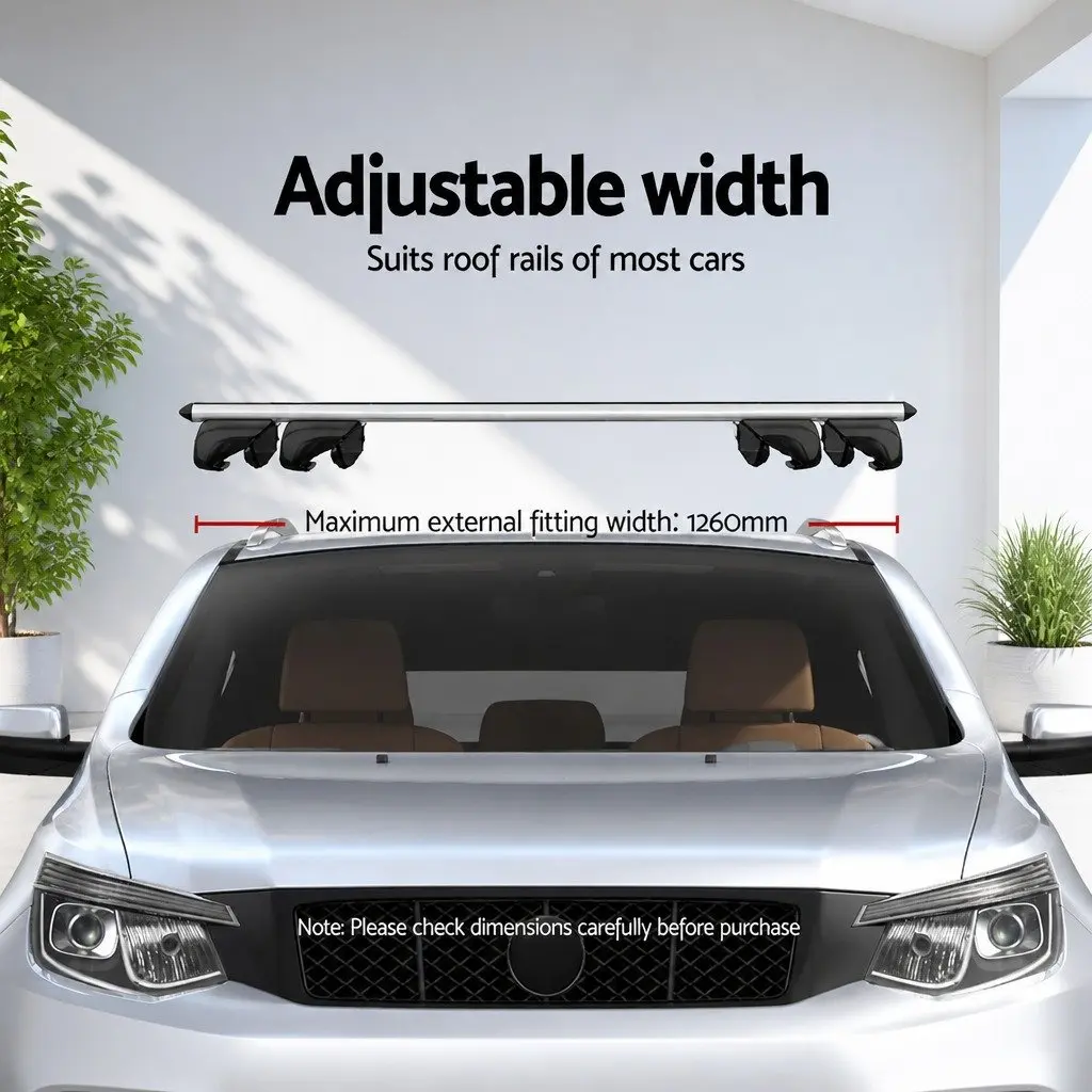 Car Roof Rack Cross Bar 126cm Silver Aluminium Universal Raised Rail Carrier