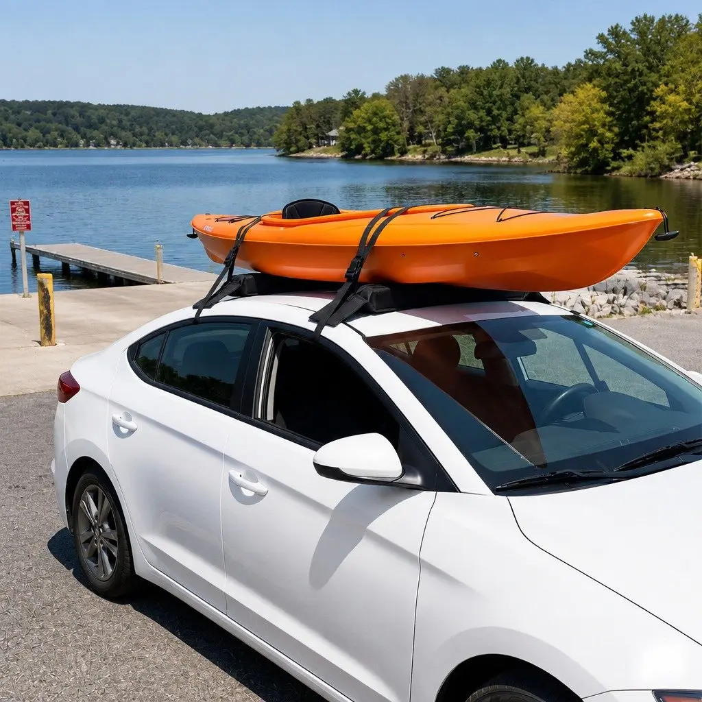 Soft Roof Rack Pads for Kayak Surfboard SUP Canoe Portable Cross Bars Black 120cm x 10cm x 6.5cm